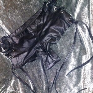 Black lace up Rave booty shorts